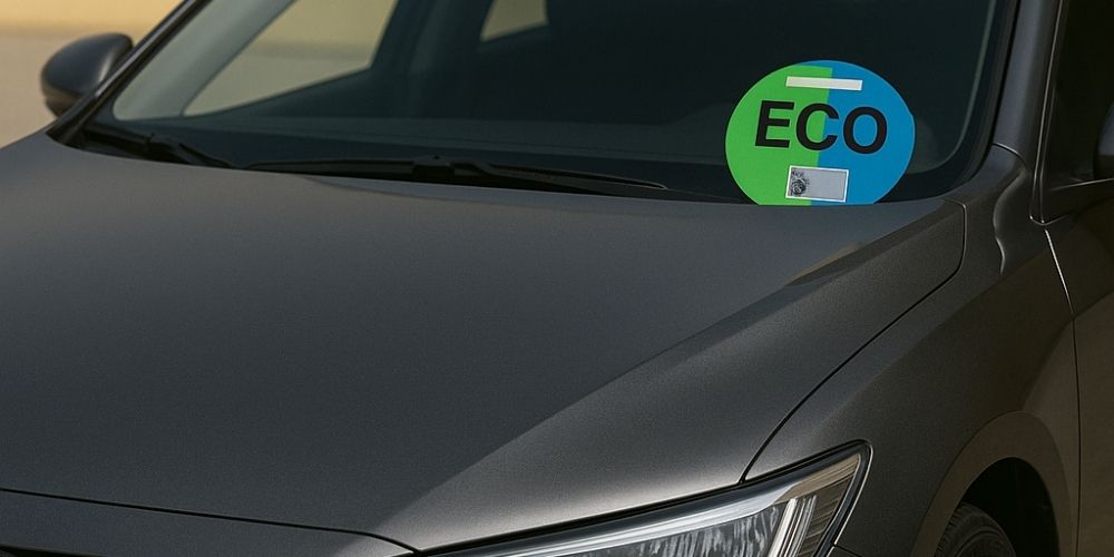 Coche con pegatina bajas emsiones